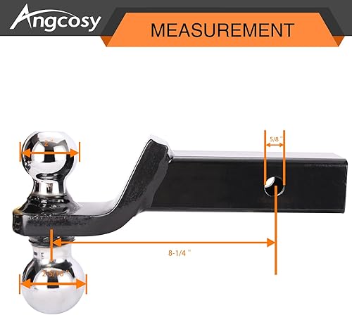 Miniatura 3 de Soporte de bola de remolque soldado de doble bola, 2 pulgadas (5000 libras) y 2-516 pulgadas (7500 libras) - Caída 2 pulgadas, longitud 8-14