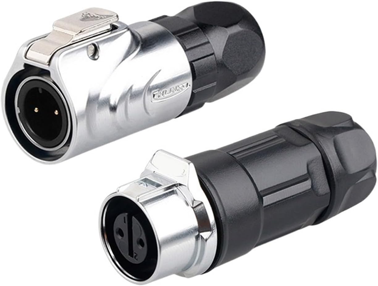 LP12 IP67 Waterproof 2-pin M12 Aviation Power Connector Male Female Socket Solar Radio Video Connector(Plug Set2)