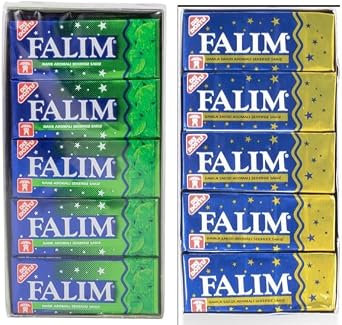 Global Daily Goods Falim Chewing Gum - 2-Pack Mix Set Damla Sakiz & Nane Sakiz, Sugar-Free with Mint Flavor - 2 x 5 x 20 Pieces