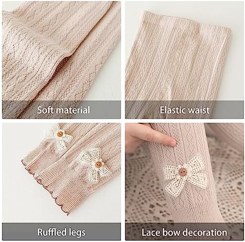 Silkglory Girls Leggings,2Pcs Toddler Girls Tights Pants with Lace Bow Decoration 2-9 Years Black/White/Grey/Apricot 3 61feR9hGasL. AC