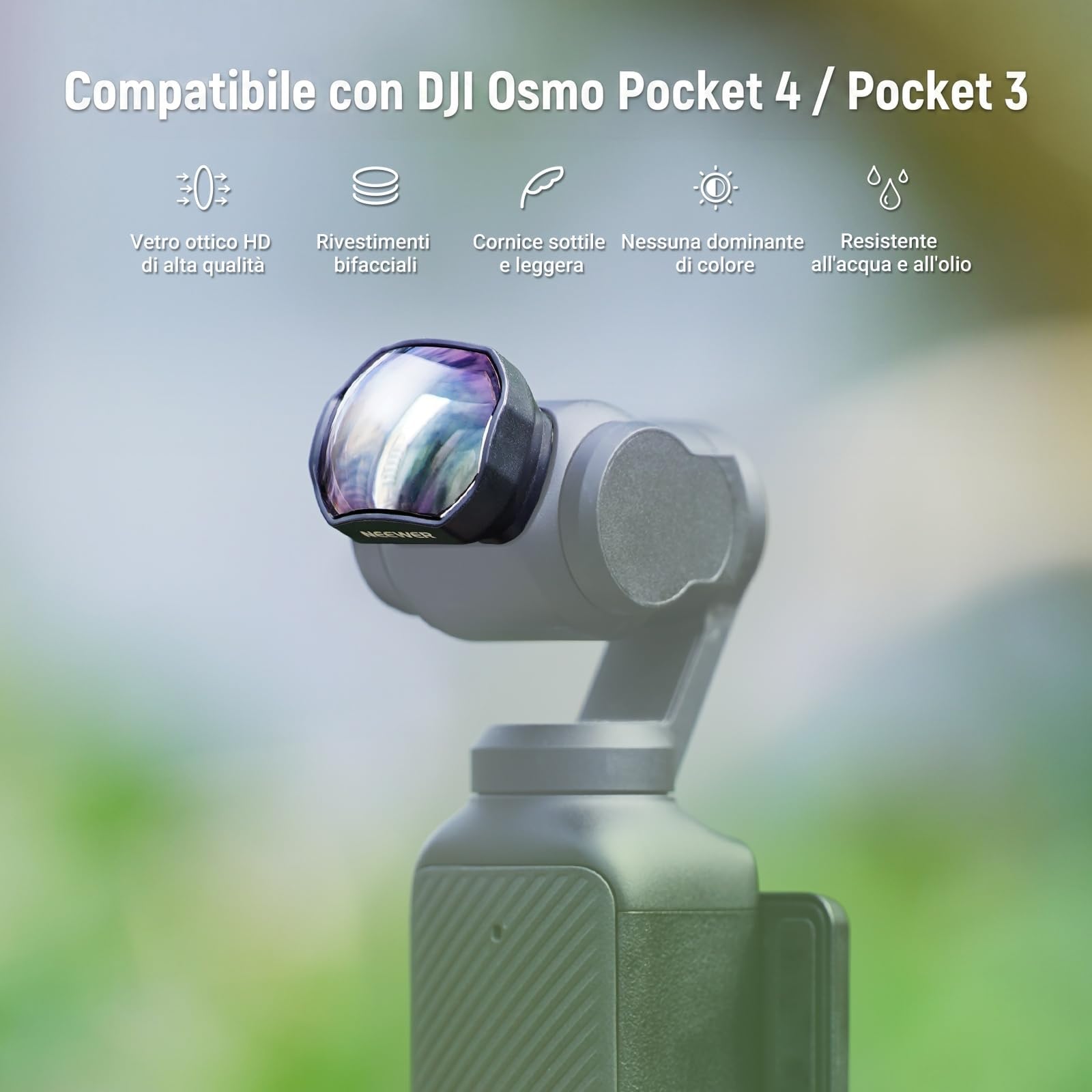 NEEWER Teleconvertitore Compatibile con DJI Osmo Pocket 3/Pocket 4/Xtra Muse, Lente Magnetica in Vetro Ottico HD Multistrato a 4 Elementi e 3 Gruppi, Accessori per Action Camera Gimbal, LS-84