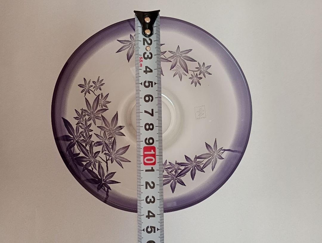 京絵付ガラス抹茶碗 抹茶茶碗 彫刻ガラス 楓 紫色 箱付き