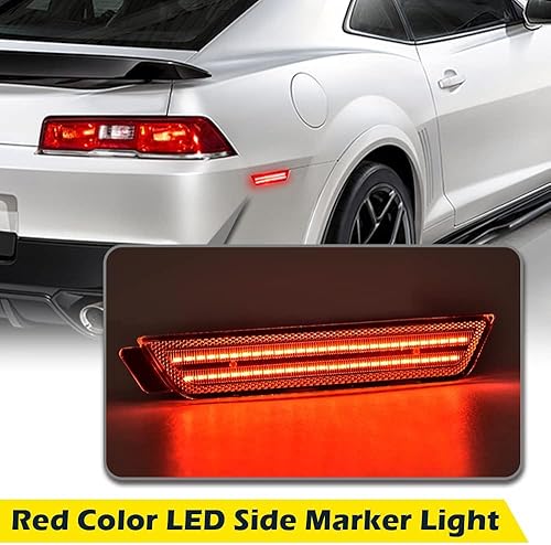Miniatura 7 de CHEDA Lente transparente delantera y trasera, par de guardabarros, luz LED de marcador lateral compatible con Chevy Camaro LS, LT, SS, Z/28, ZL1