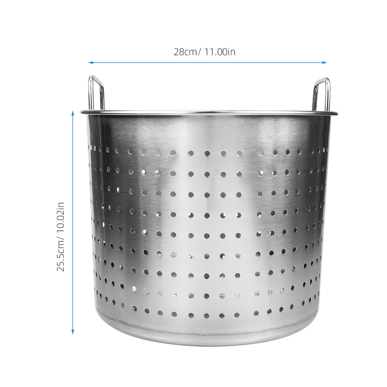 BESTonZON Olla Multifunción de Acero Inoxidable Antiadherente, 28x28x23cm, Plata, Sin Tapa, Para Cocina Multiusos, Ideal para Hervir Mariscos y Pasta