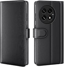 COQUE OnePlus 13 Case, Genuine Cowhide Leather Flip Case with Card Slot, Leather Case for OnePlus 13-Nero
