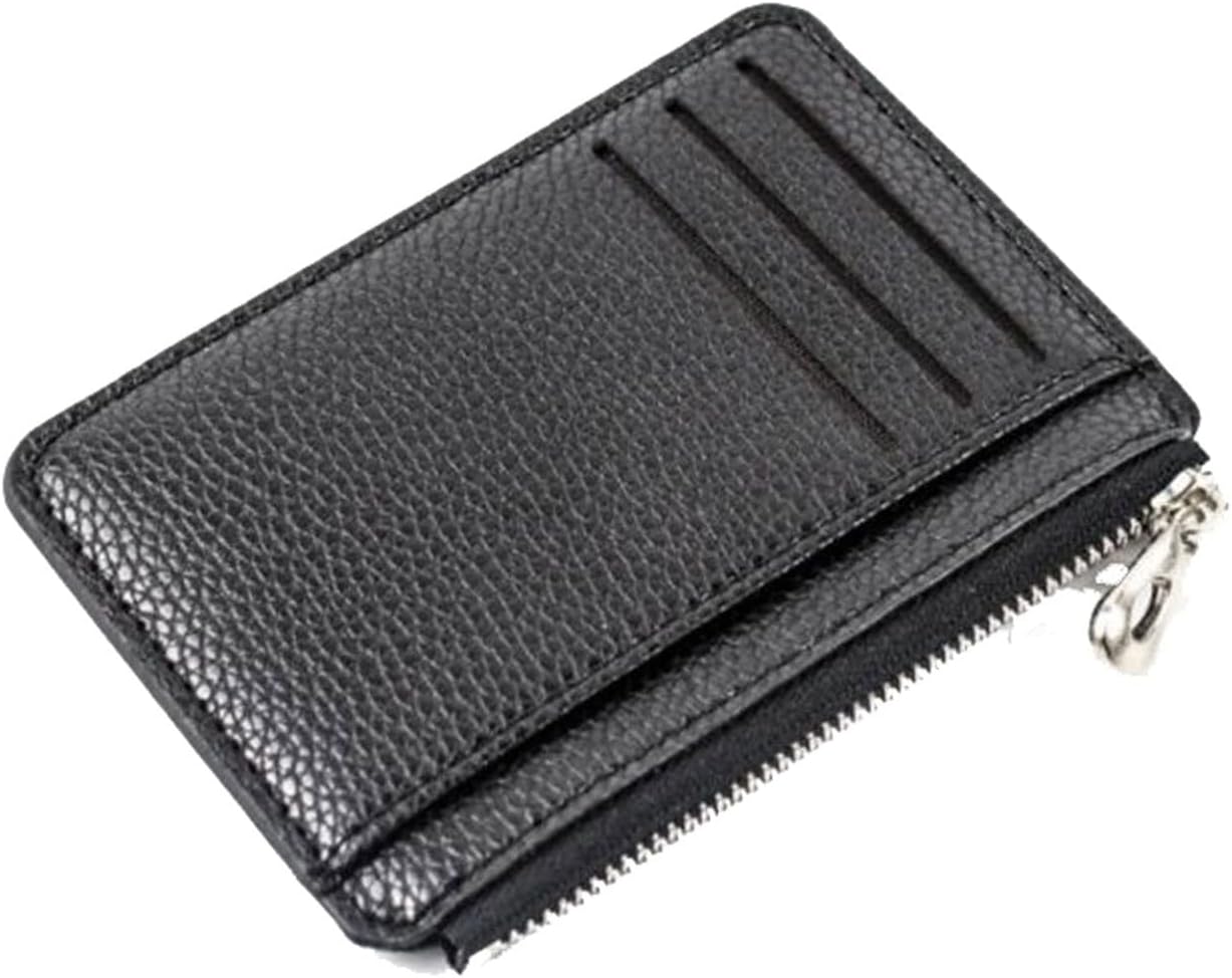 Purses for Women 1 Pc Mini ID Card Holders Slim Holder Leather Unisex Zipper Business Case Men Credit Cards Wallet(Schwarz)