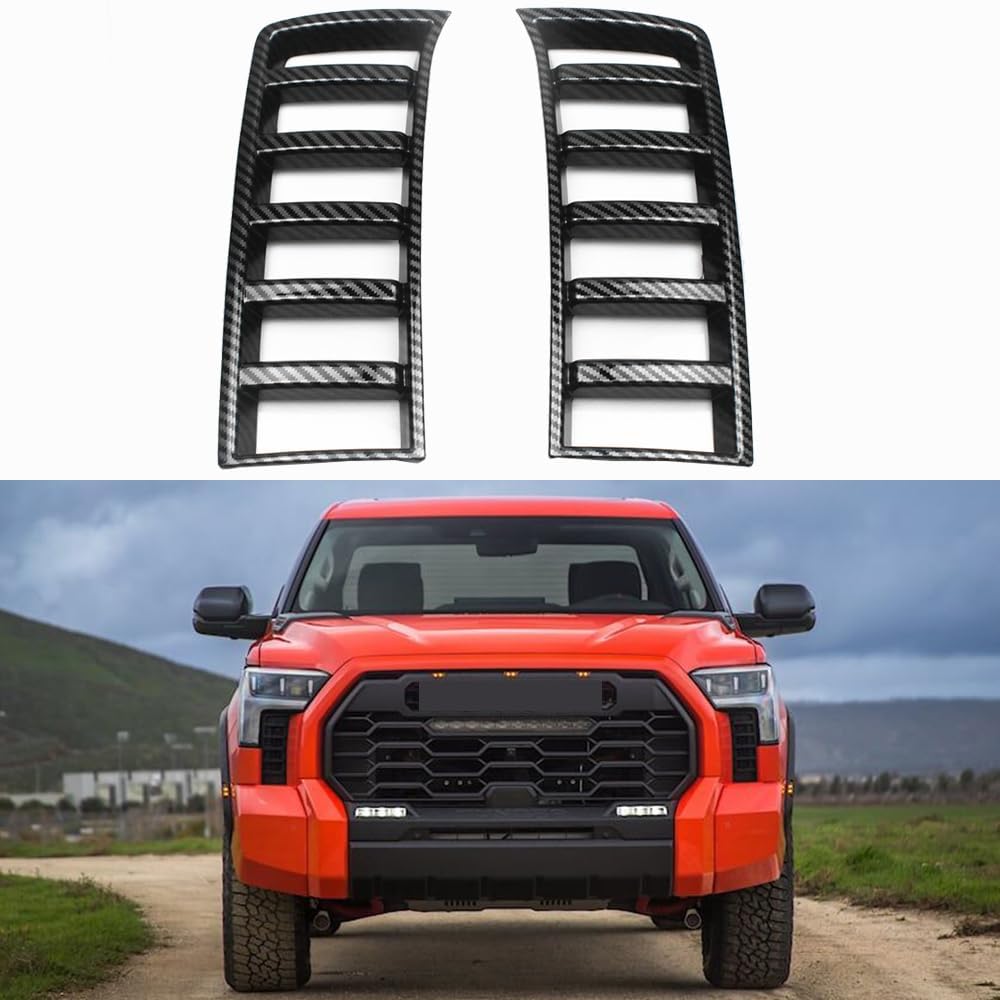 Gloss Black Front Bumper Fog Light Cover Trim Exterior Decoration Accessories Sticker For Toyota Tundra 2022 2023 2024
