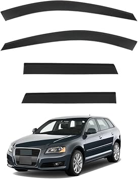 4PCS Window Rain Guards for Audi A3 Hatchback MK2-8P 2004-2012 no Bright Trim, Side Window Deflectors Vent Visor Shades Car Accessories Outside-Mount