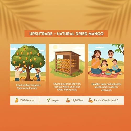 Miniatura 4 de Mango seco natural, sin productos químicos añadidossin dióxido de azufre, calidad premium, sabroso aperitivo. 100% natural - 8 oz (226 g)