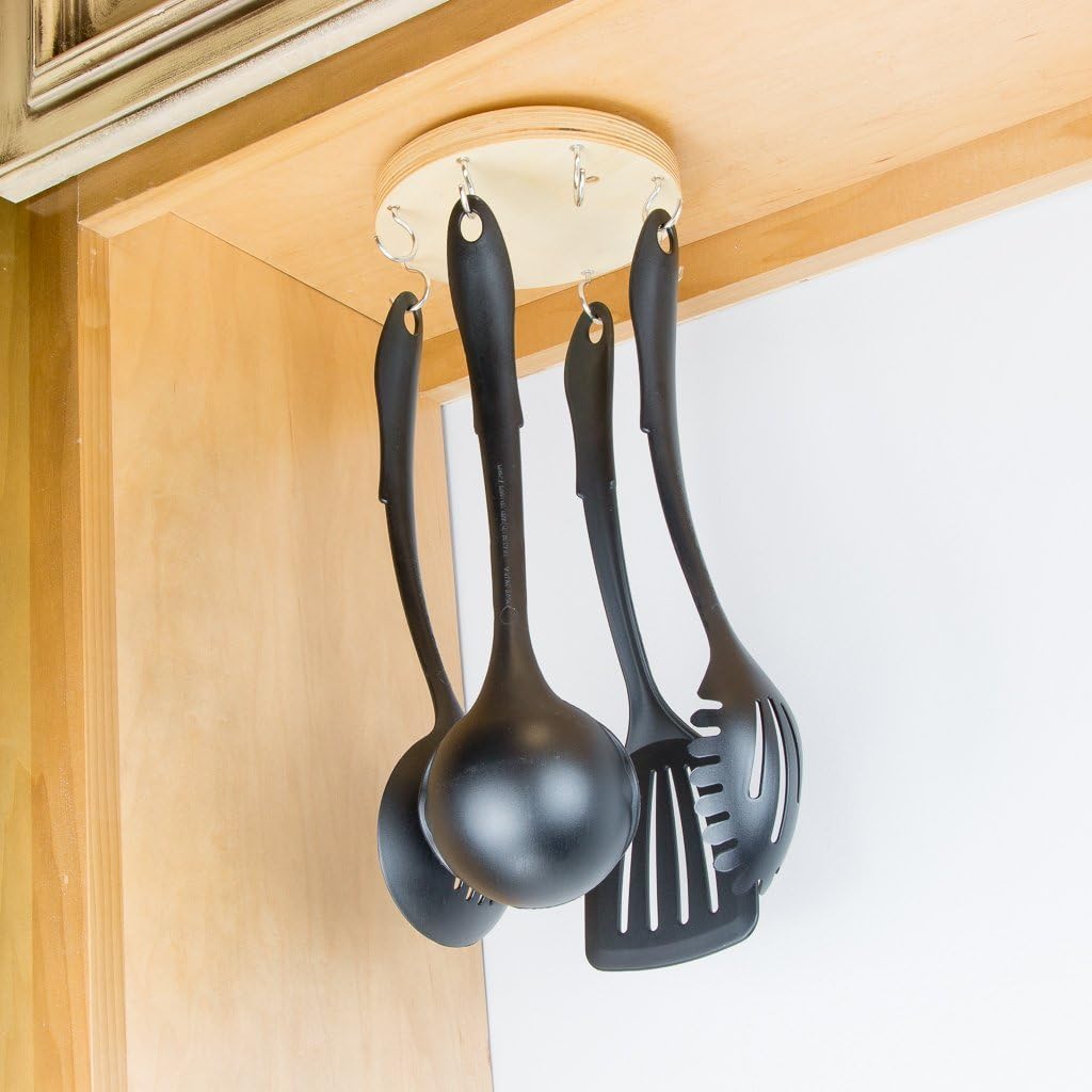 EZ Reach - Under Cabinet Utensil Holder (Baltic Birch Laminate - Stainless Hooks)