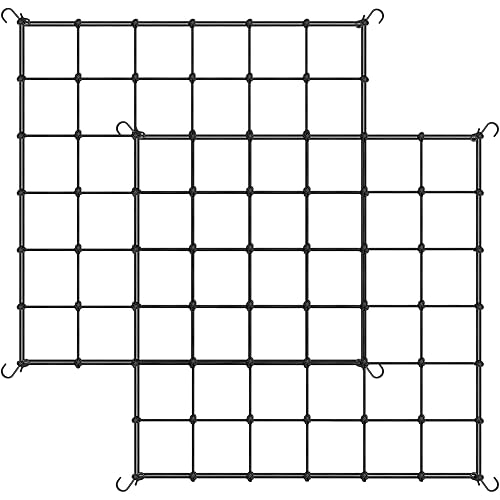 iPower Elastic Trellis Netting for 3x3FT, Heavy-Duty Plant Net with Hooks, Flexible Hydroponics Support for Indoor Plants, Gardening, and Horticulture, 2Pack