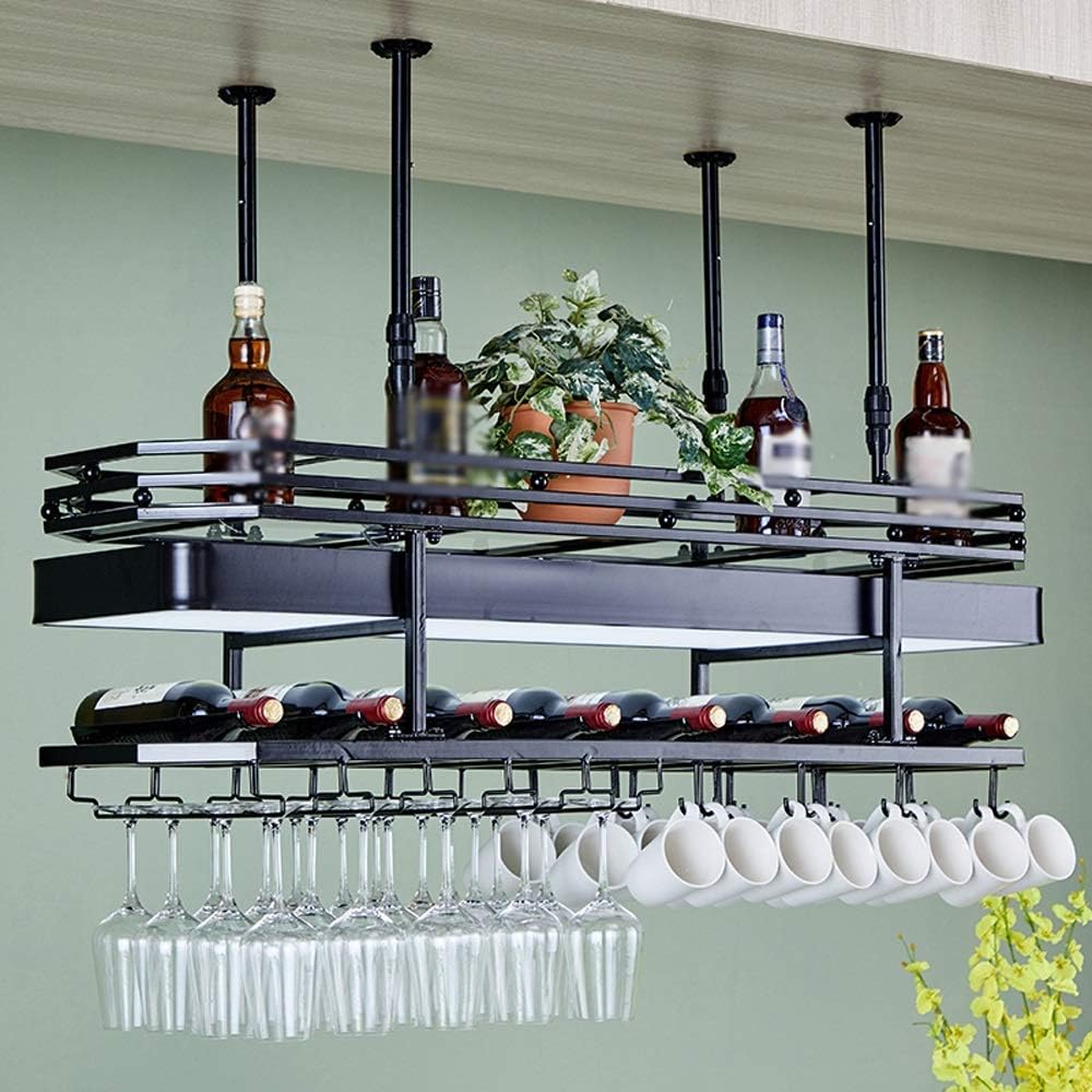 Metal Wine Rack Wine Glass Holder Hanging Wine Rack Home Goblet Holder Decorative Wine Rack Cup Holder (White 80x35cm)