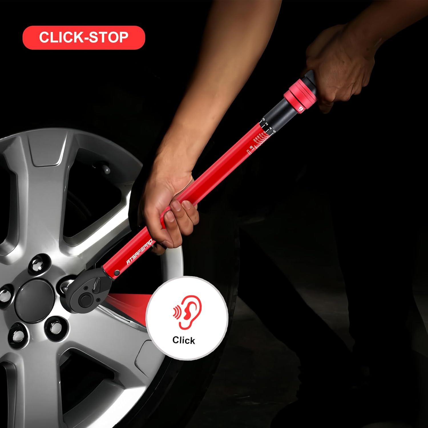 ATsafepro 1/2 Torque Wrench,1/2 Torque Wrench 30-250 Ft Lb(40.7-339.0 Nm) Dual scale,torque wrench 1/2 drive 250 ft-lb Pre-Calibrated Accuracy+-3% - Ideal for Automotive & Heavy Machinery Use