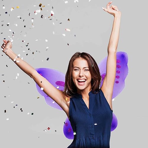 Miniatura 7 de Alas de hadas para niñas, alas de mariposa de hadas para fiesta de cumpleaños, alas de ángel brillantes, disfraz de Halloween