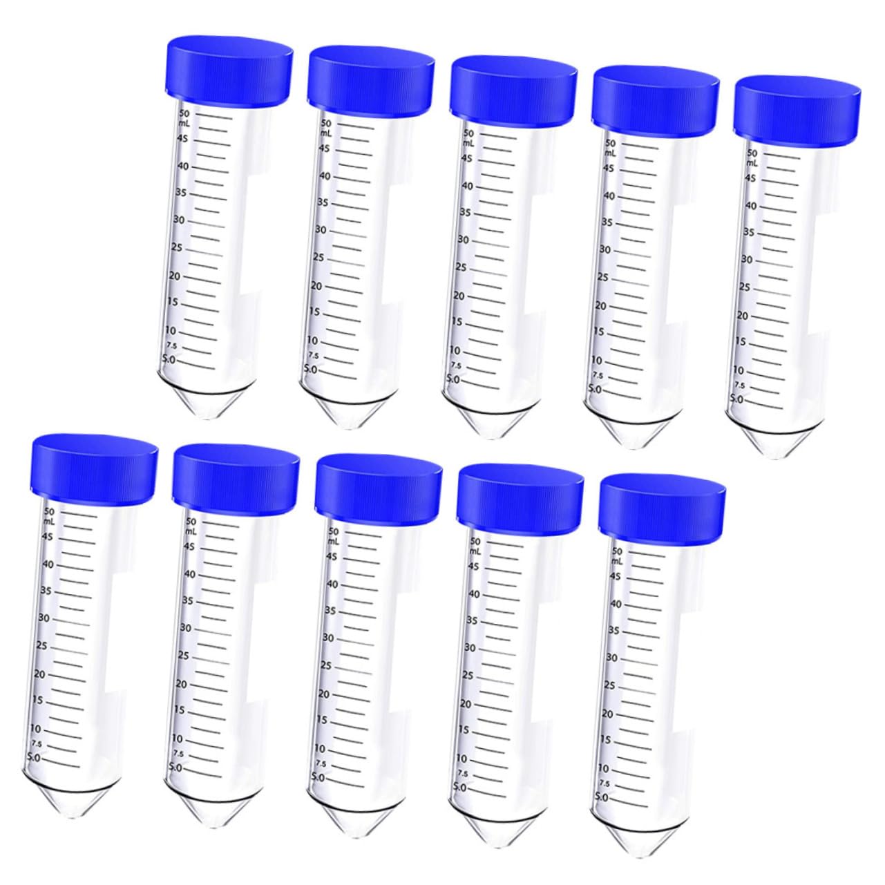 Cabilock Provette Centrifughe Coniche Blu 50ml in Plastica, 50 Pezzi | Scala Chiara, Tappi a Vite, Posizioni Ventilate e Chiuse, per Biologia Molecolare e Biochimica Colore Casuale