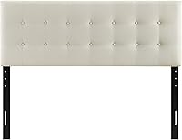 Vista 6 de Cabecero de cama individual, Modway Emily, tapizado en vinilo de color blanco, Tela, Marfil (Ivory Fabric)