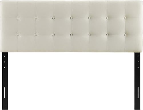 Miniatura 6 de Cabecero de cama individual, Modway Emily, tapizado en vinilo de color blanco, Tela, Marfil (Ivory Fabric)