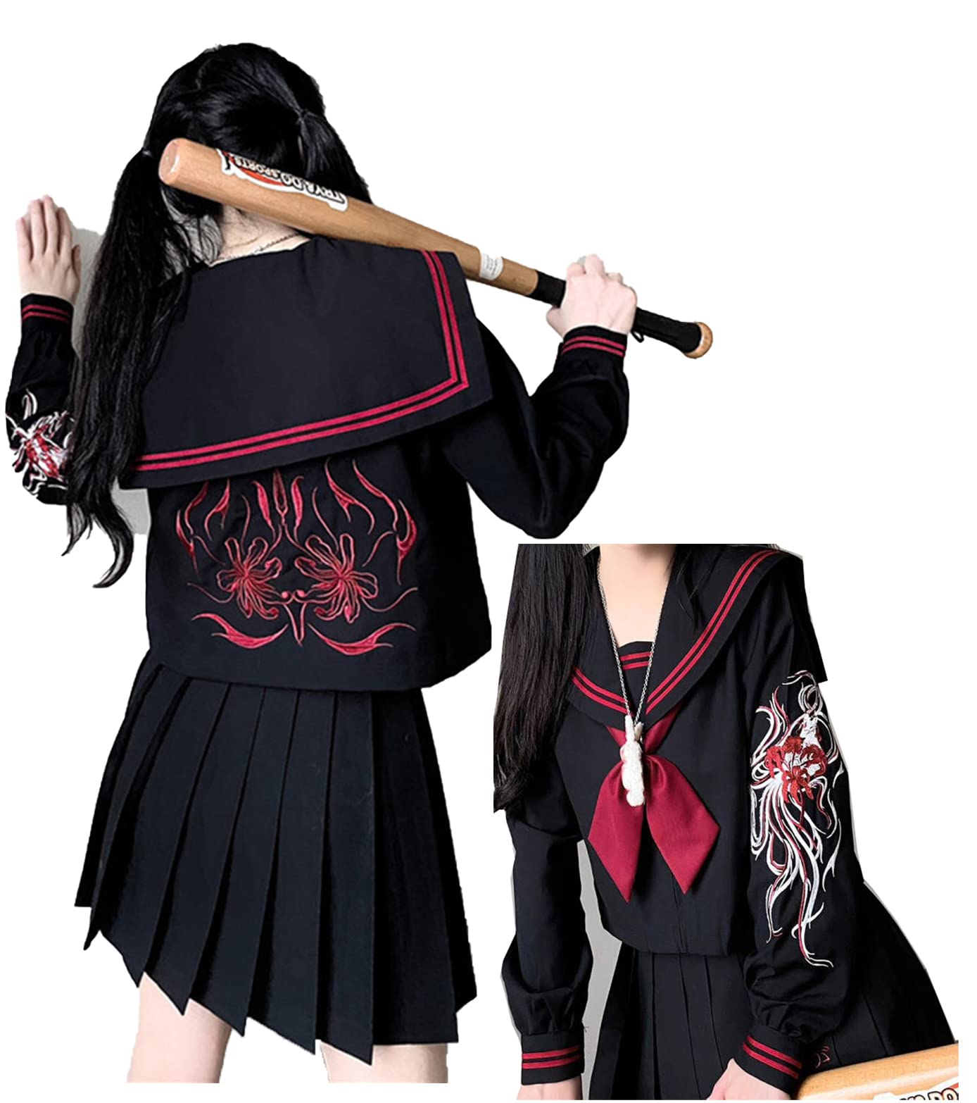 Amazon.co.jp: セーラー服 長袖 黒 男 女 ロングスカート