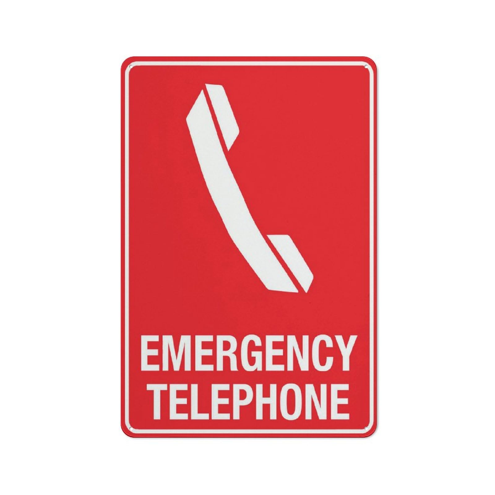 Emergency Telephone Red Sign 12 X 8 Inch Metal Sign, Rustproof Aluminum, Multicolor