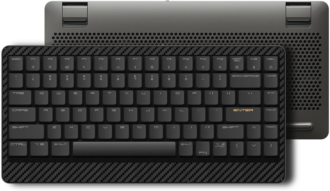 Edge Low Profile Mechanical Keyboard, 75% Rechargeable Bluetooth and Wired Connection for Window, Mac OS/POM Switches 2.0, Carbon Fiber Top Case, Mg Alloy Bottom Case (Volcano Grey)