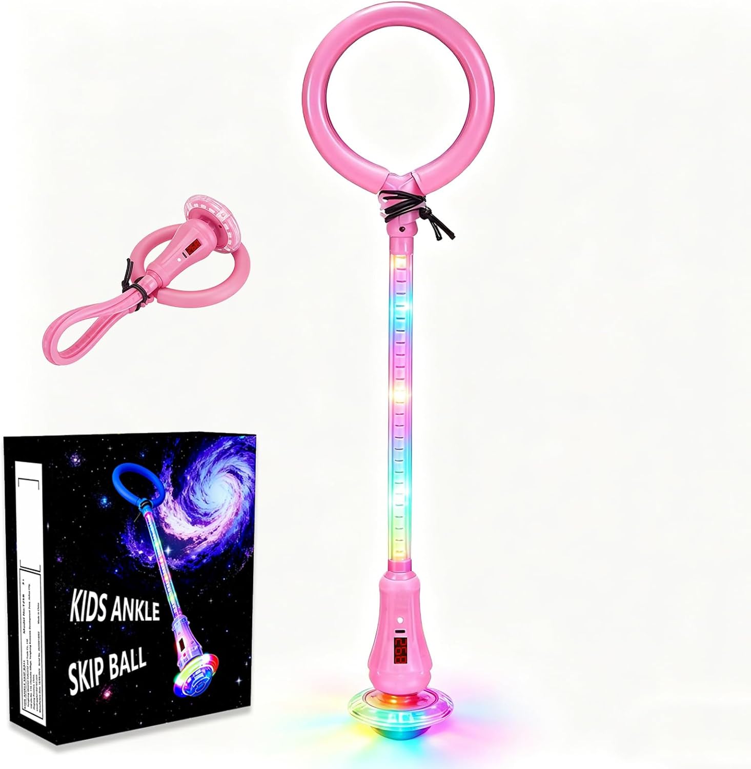 Rechargeable Skip Ball for Kids,Ankle Flashing Jump Toy Purple with LED Lights and Digital Counter, Girls Women Birthday, for Age 5 6 7 8 9 10 11 12,Indoor Outdoor Outside Sports Games