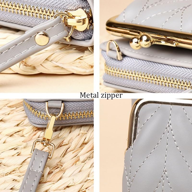 Metal Zipper Mobile Phone Bag PU Leather Cell Crossbody image 3