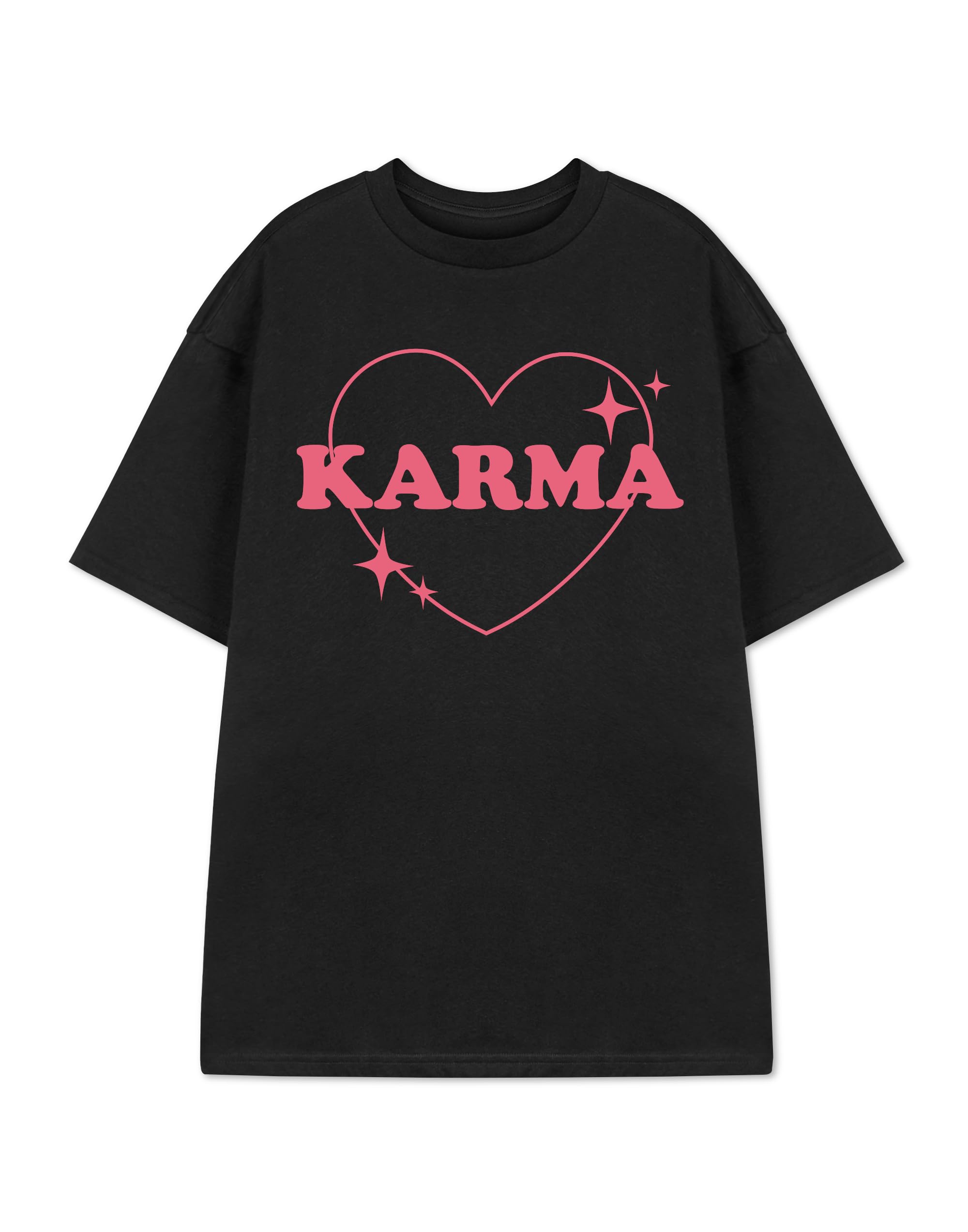 Show Me The Merch Unisex Black Karma Short Sleeved Graphic Tee | Retro Style T-Shirt For Women & Men | Karma Design Apparel Merchandise Gift For Her And Him