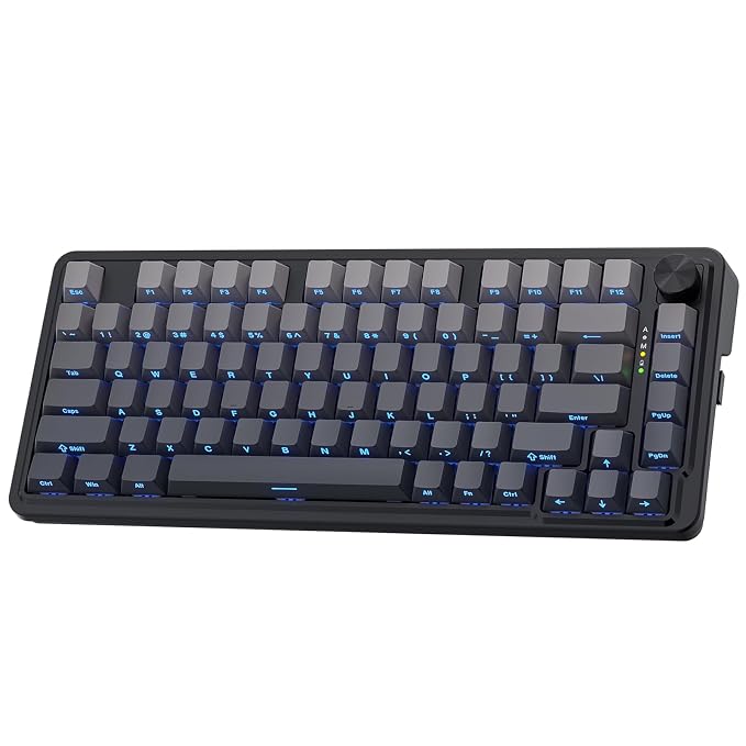 Redragon K673 GB 75% Wireless Gasket RGB Gaming Keyboard, 3-Modes 81 Keys PBT Compact Mechanical Keyboard w/Hot-Swap Socket, Dedicated Knob Control & 5-Layer Noise Dampening, Custom Linear Switch