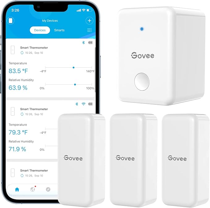 Govee WiFi Digital Hygrometer Thermometer 3 Pack, Indoor Outdoor Smart