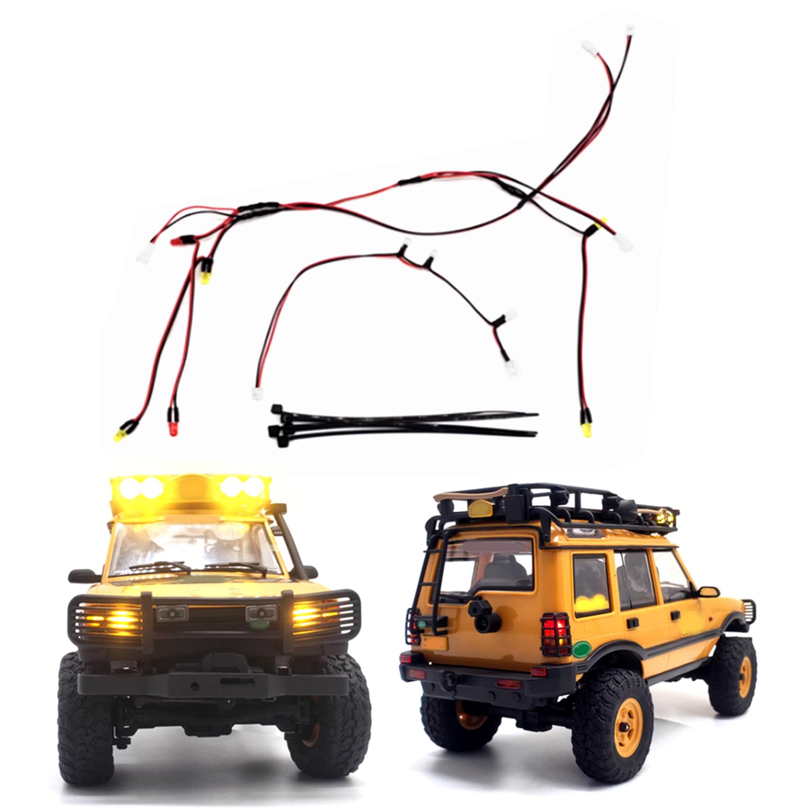 XBERSTAR RC Light Kit for FMS FCX24M 1/24 RC Crawler Car Front Turn Signals Rear Brake Lights Roof Lights Accessory