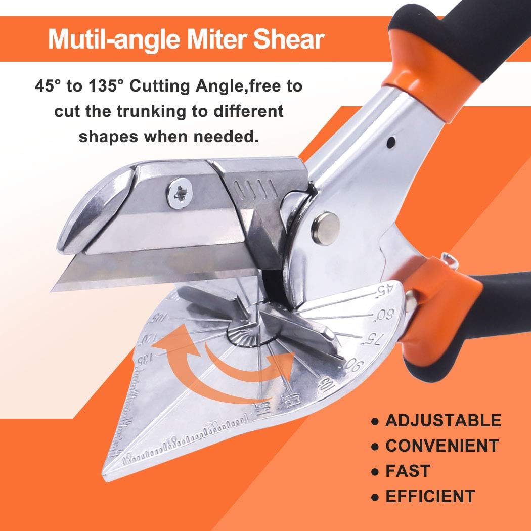 Tanzfrosch Multi Angle Miter Shear Cutter for Angular Cutting of Moulding and Trim from 45 to 135 Degree Hand Tools for Cutting Soft Wood Plastic PVC with 10 Replacement Blades (12 Pack)