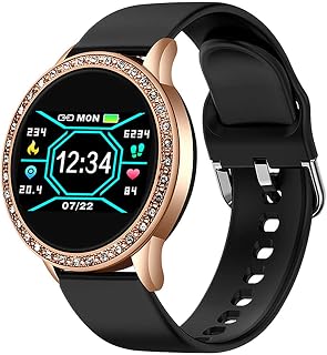 QESTO KNN ZGZYL Ladies Smart Watch Blood Pressure Heart Rate Monitor Fitness Tracker GPS Pedometer Ladies Fashion Smartwatch for Android IOS,G(C)(F)