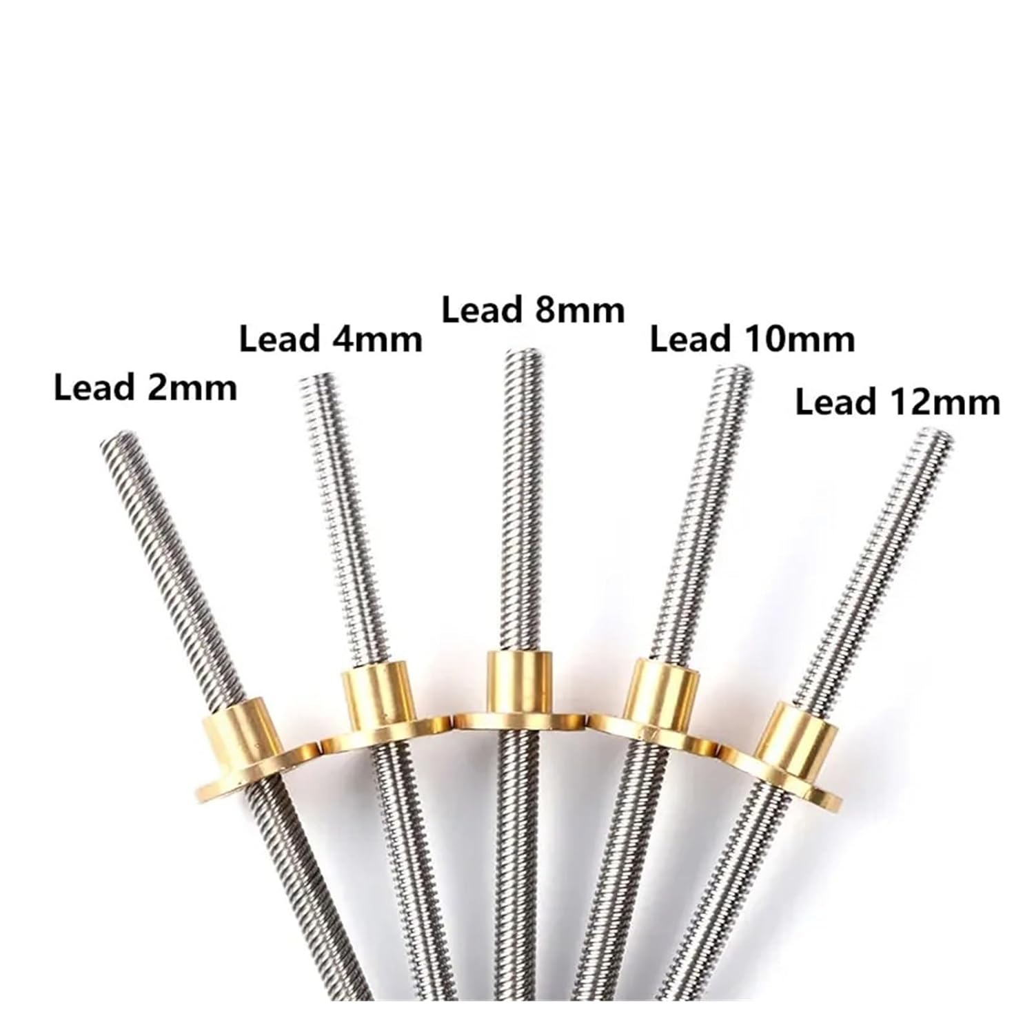 1PCS 3D Printer Trapezoidal Rod Linear T10 Thread 10mm Lead 2/4/8/10/12mm Shaft Length 100mm Copper Nut(Lead 8mm)