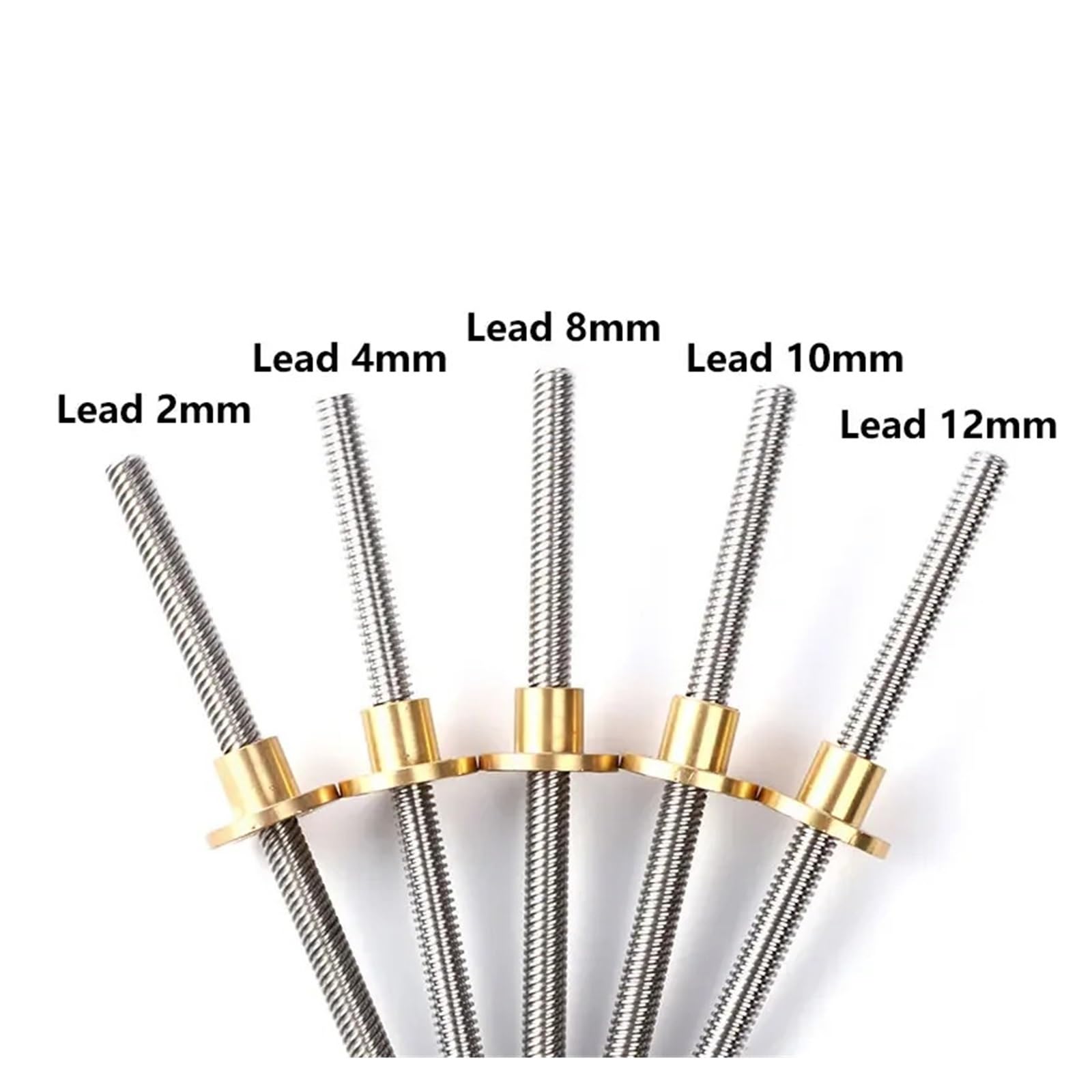 1 pieza de impresora 3D, varilla trapezoidal lineal T10, rosca de 10 mm, paso de 2/4/8/10/12 mm, longitud del eje de 150 mm, tuerca de cobre(Lead 8mm)