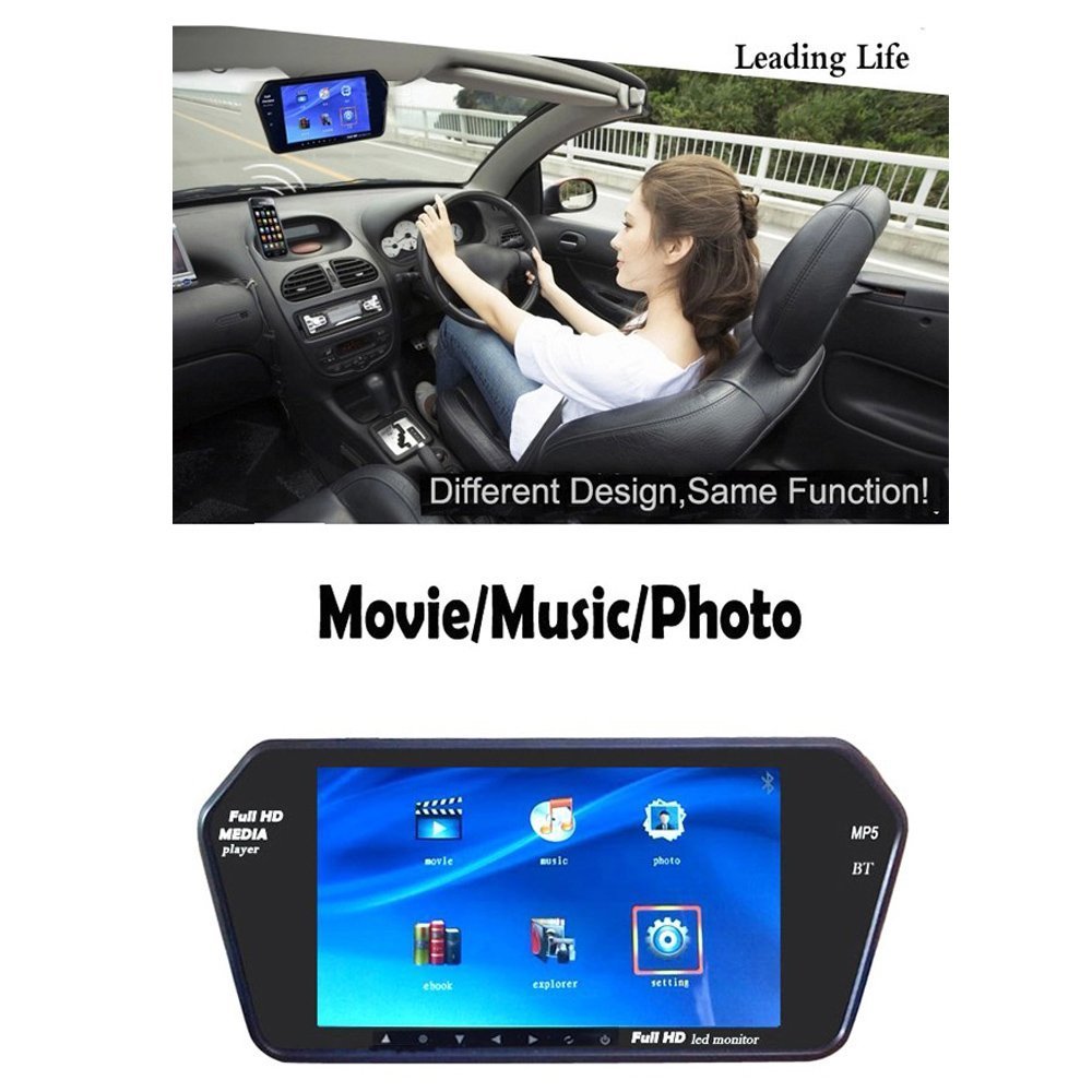 Podofo Bluetooth Wireless Car Backup Camera System 7" UltraThin HD