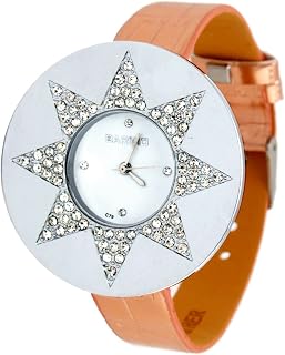 Qtqgoitem Fashion Crystal Star Rose GOLDENen Leather Lady Quartz Wristwatch (Model: 132 815 aee 31d 378)