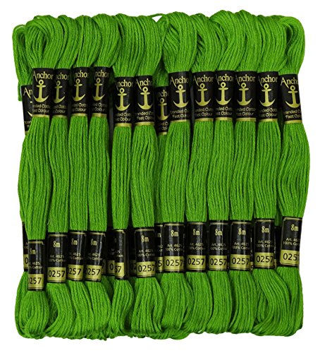 Image of Cross Stitch Hand Embroidery Thread Stranded Cotton Craft Sewing Floss 25 Skeins-Shamrock Green