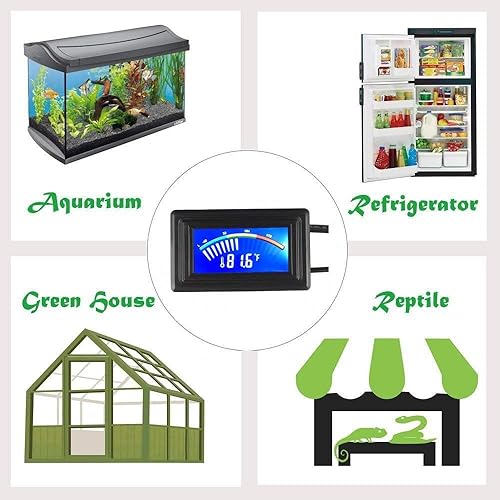 Miniatura 8 de Keynice. Sensor de temperatura termómetro. Fuente de poder, fahrenheit, grado y grados celsius. Pantalla lcd. Negra