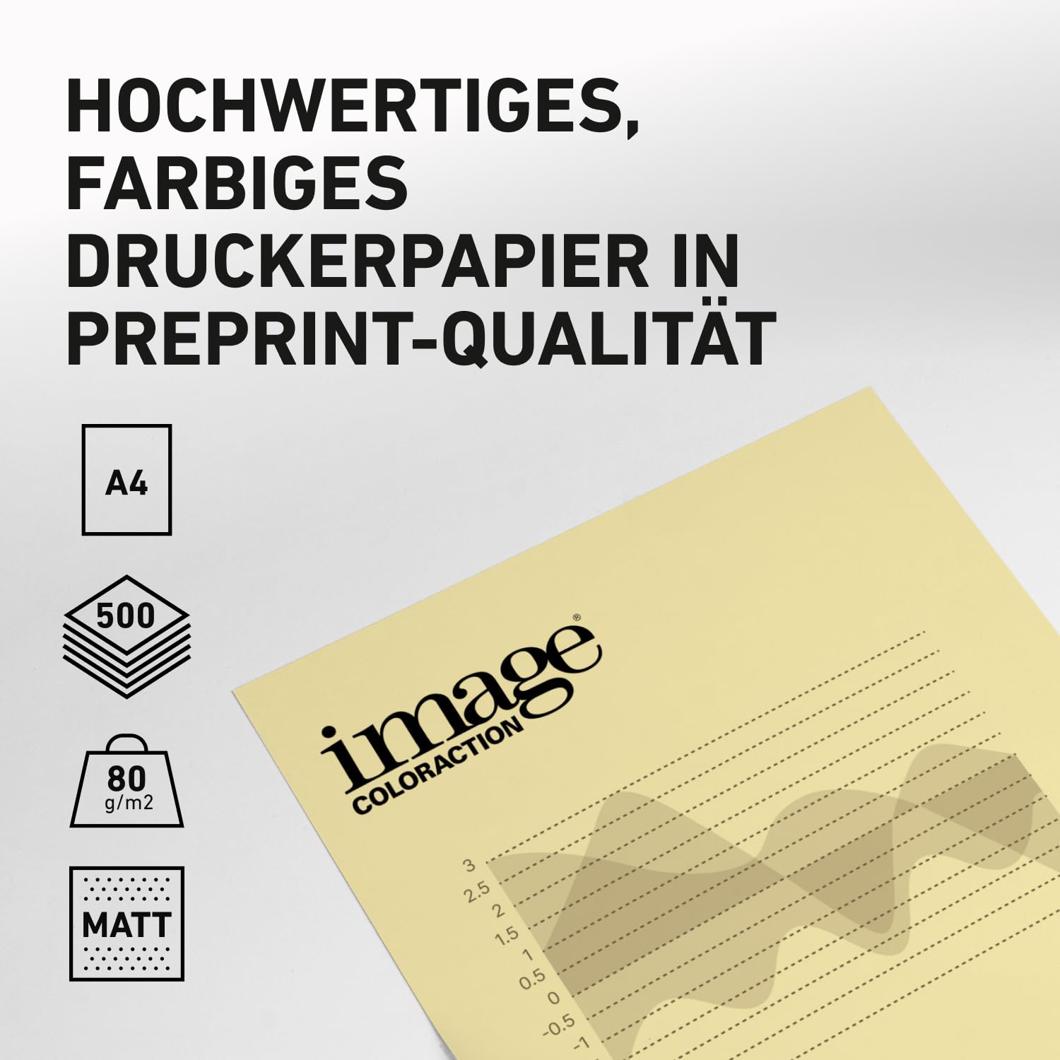 Image Coloraction Desert - farbiges Kopierpapier - DIN A4, 210 x 297 mm, 80 g/m² - buntes, holzfreies Druckerpapier für Kopierer - 2500 Blatt - Gelb