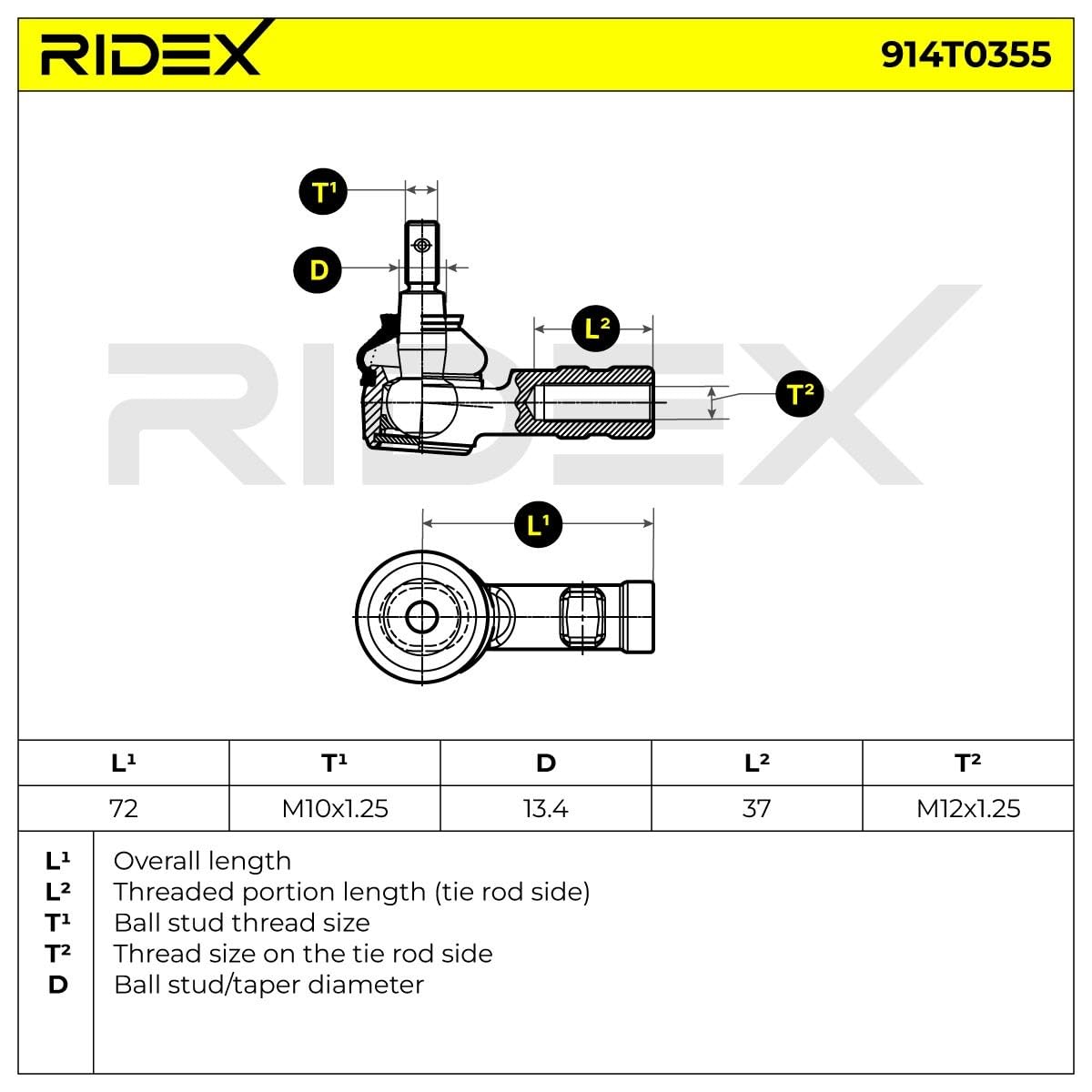 RIDEX 914T0355 Testina sterzo Anteriore bilaterale Compatibilità con KIA Picanto SA