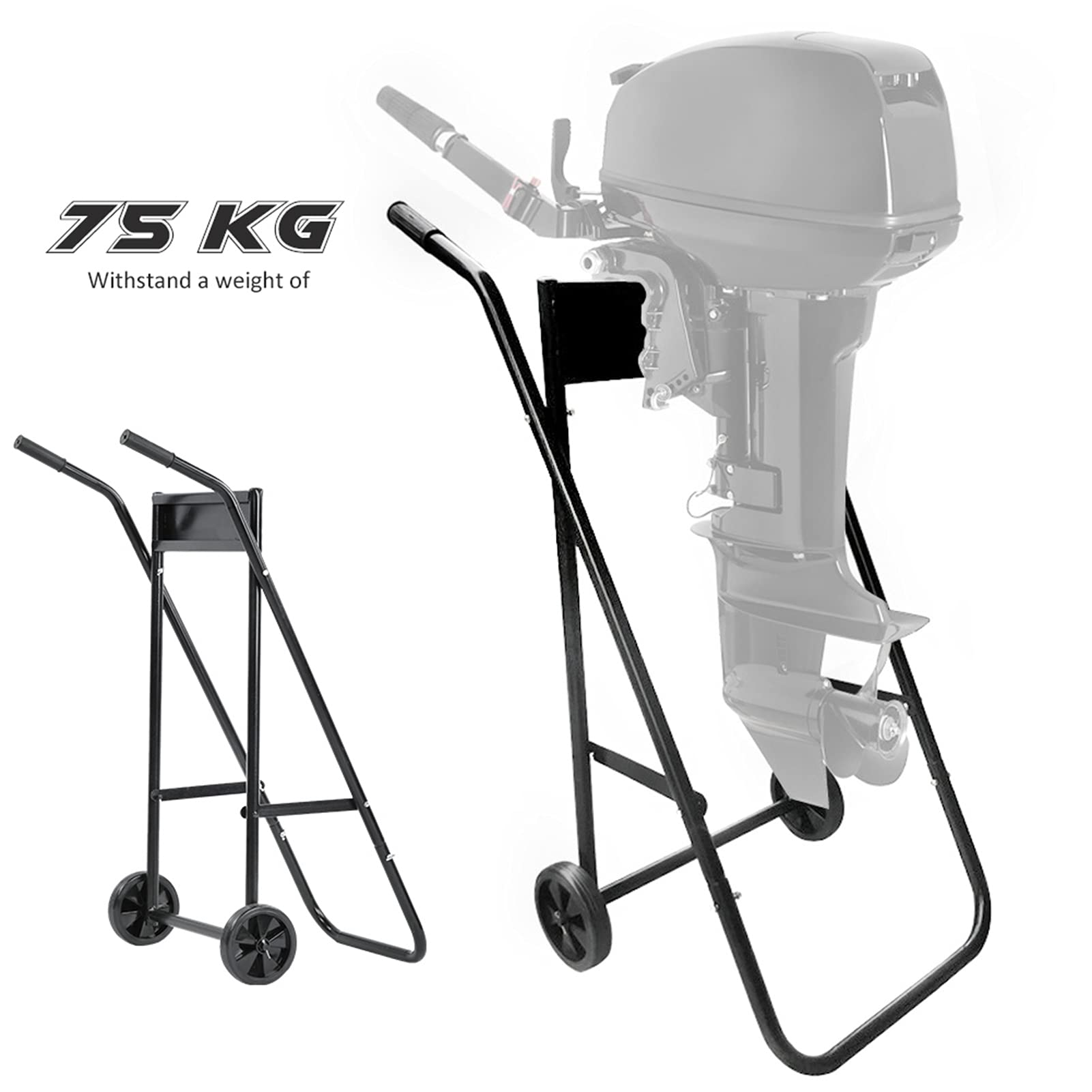 Wózek na Silnik łodzi, Stalowy Stojak na Silnik Zaburtowy o Przenośnej Konstrukcji i Ergonomicznych Uchwytach, Wytrzymuje Obciążenie do 75 Kg, Co Ułatwia obsługę Silników łodzi