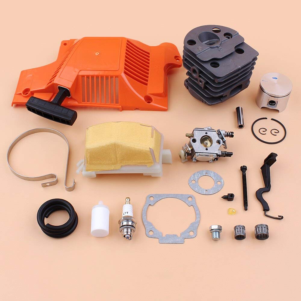 Kit de filtro de aire de arranque de retroceso de carburador de pistón de cilindro de 46 mm para Husqvarna 51 55 gasolina motosierra motor piezas 503609172