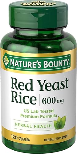 Natures Bounty Píldoras de arroz de levadura roja y suplemento de salud herbal aditivo dietético 600 mg 120 cápsulas paquete de 2