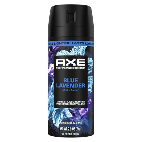 AXE Fine Fragrance Collection Body Spray Blue Lavender 72 Hour Freshness Aluminum Free 2.9 oz
