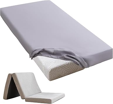 Cot Sheets 25" x 75" Small Single Sheet Milliard Tri-Fold Mattress for Folding Mattress, RVs Bunk Beds, Guest Beds, Army Cots, Travel Size Mattresses Ultra Soft & Breathable Bottom Sheet Grey, Single