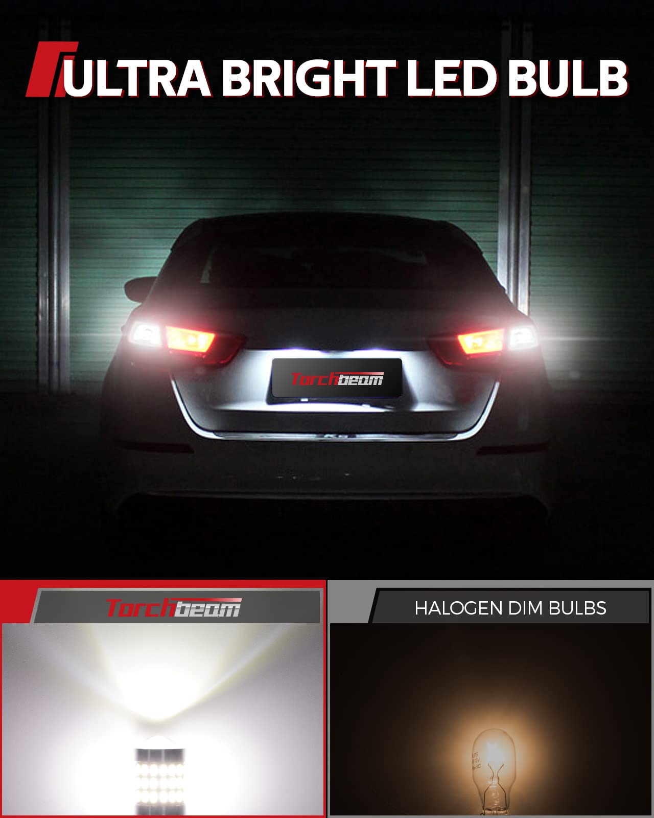 Torchbeam 912 921 LED Bulbs for Reverse Lights, T15 906 904 W16W Backup Light 2600 Lumens 6000K Xenon White Super Bright Light for Car Truck Cargo Brake/Tail/Daytime Running/Light Bulbs, Pack of 2