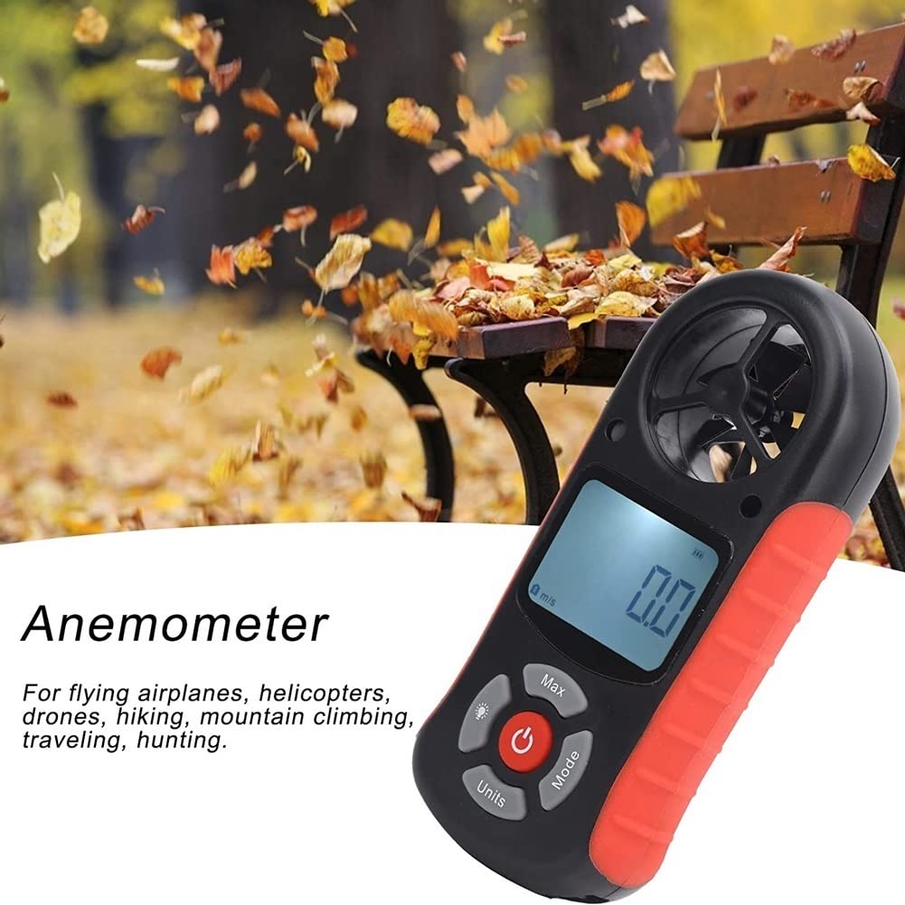 Anemómetro Digital con Pantalla LCD retroiluminada, medidor de Volumen de Aire, anemómetro con Botones multifunción para Windsurf, Cometas, Vela, Surf, Pesca, etc.