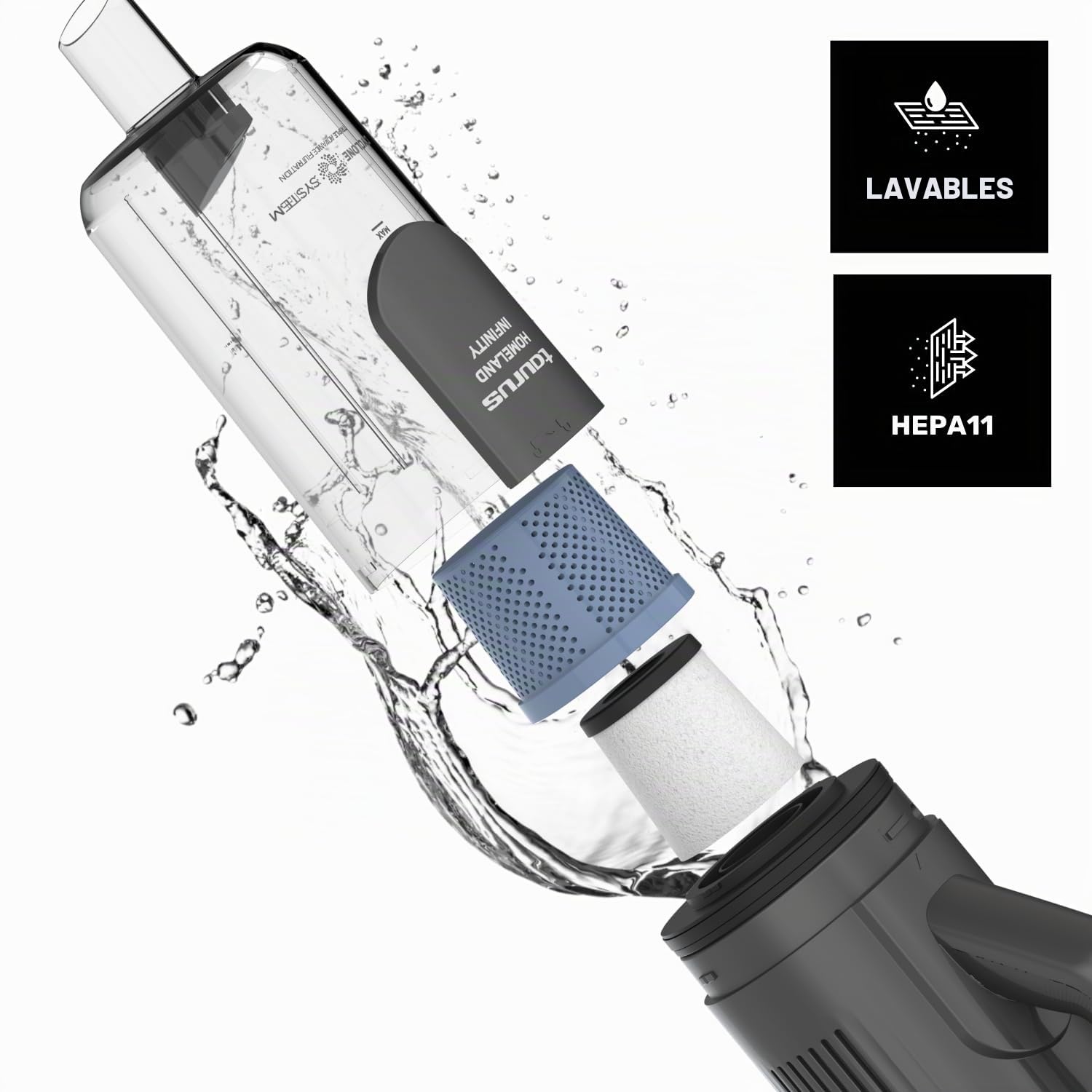 Taurus - Aspirador Escoba 600W, 16 kPa, HEPA, Sistema Ciclónico, 800 ml