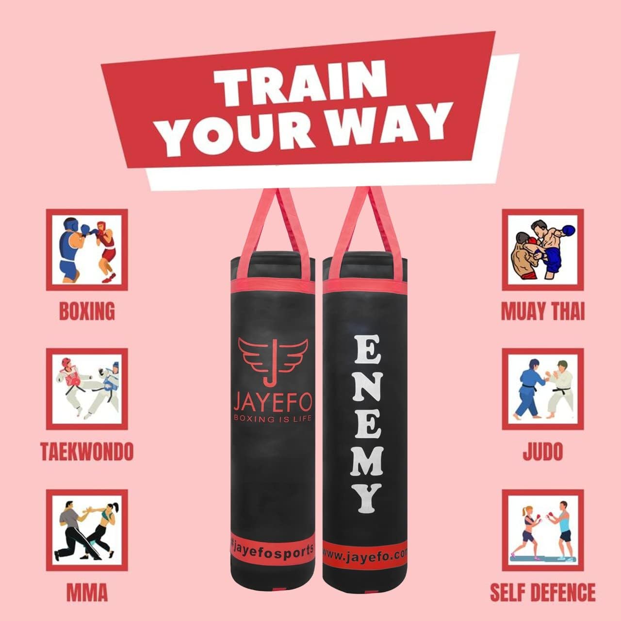 Jayefo Enemy Heavy Punching Bag (Black) : Sports & Outdoors