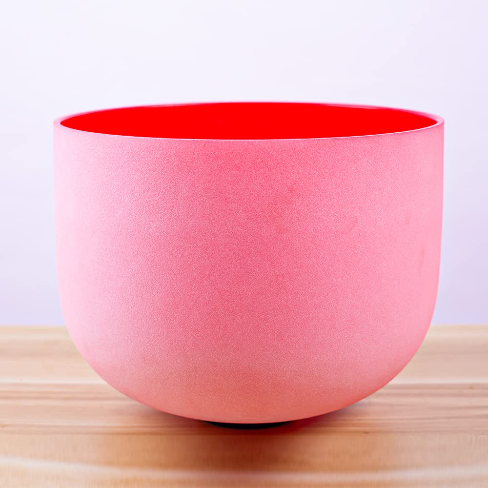 Campana tibetana in cristallo di quarzo per meditazione, yoga e relax, colore rosso satinato, 432 Hz, chakra della radice, 20,3 cm